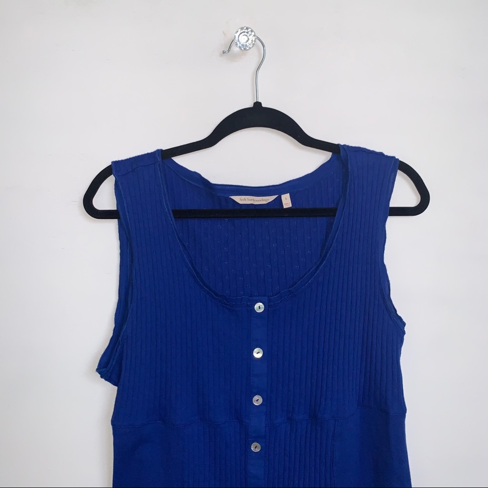 Soft Surroundings | Sapphire Roma Ribbed Tank - Picture 3 of 9